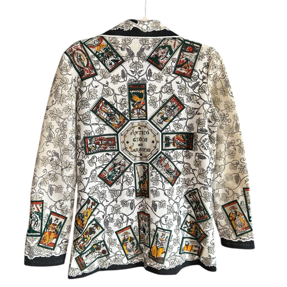 White Tarot Card -Print Long Sleeve Button Down Top